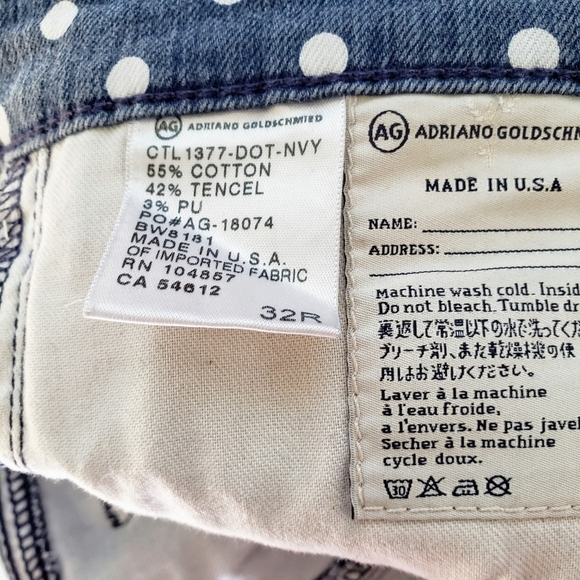 AG The Steve Ankle Slim Straight Polka Dot Jeane SZ 30 - Picture 6 of 6